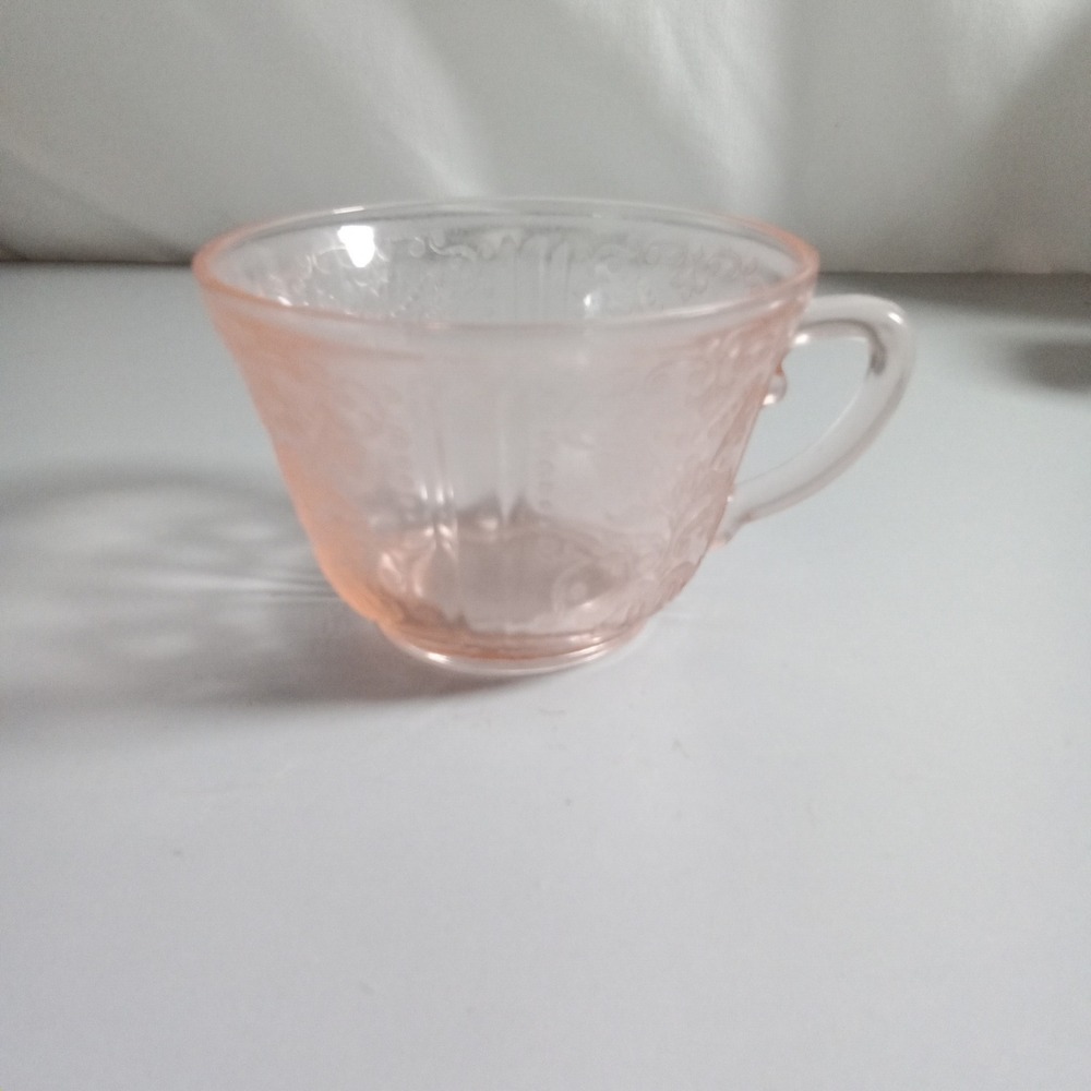 Hazel-Atlas Pink Depression Glass Cup Florentine No. 2 Poppy 1932-1935 Vintage